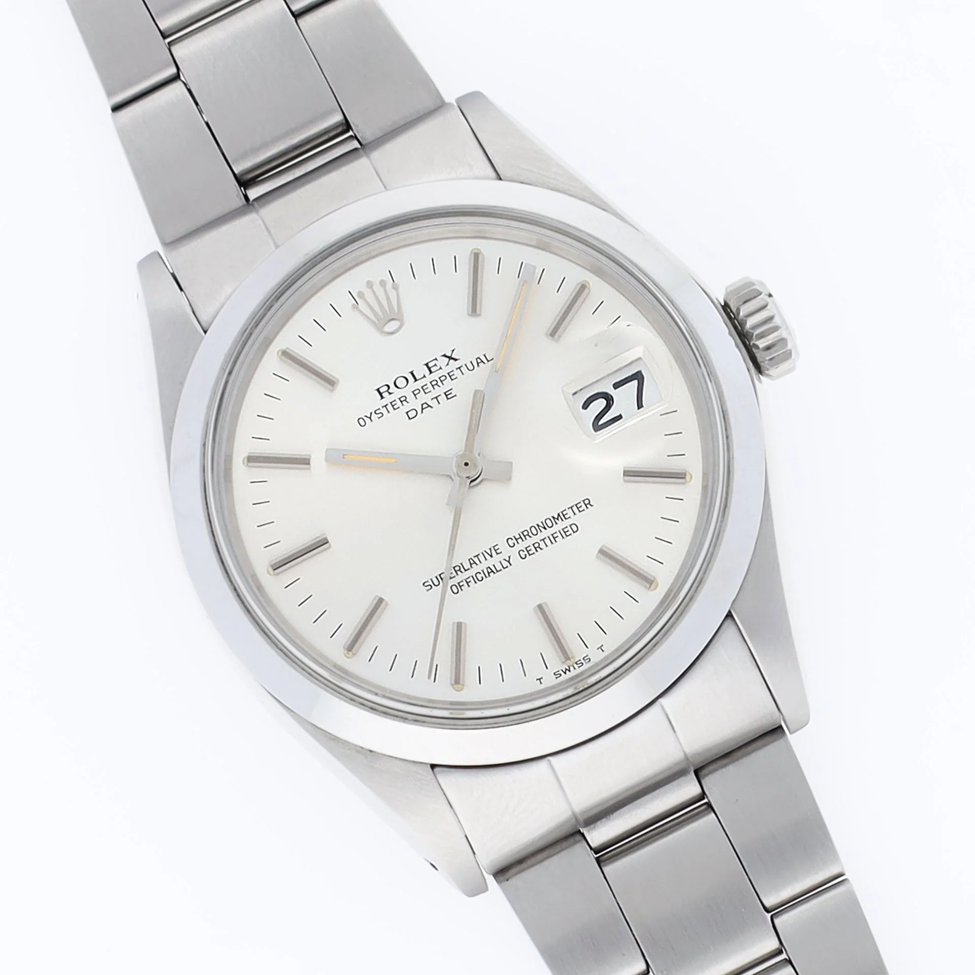 Rolex Oyster Perpetual Date 1500 Silver Soleil Dial - Image 4