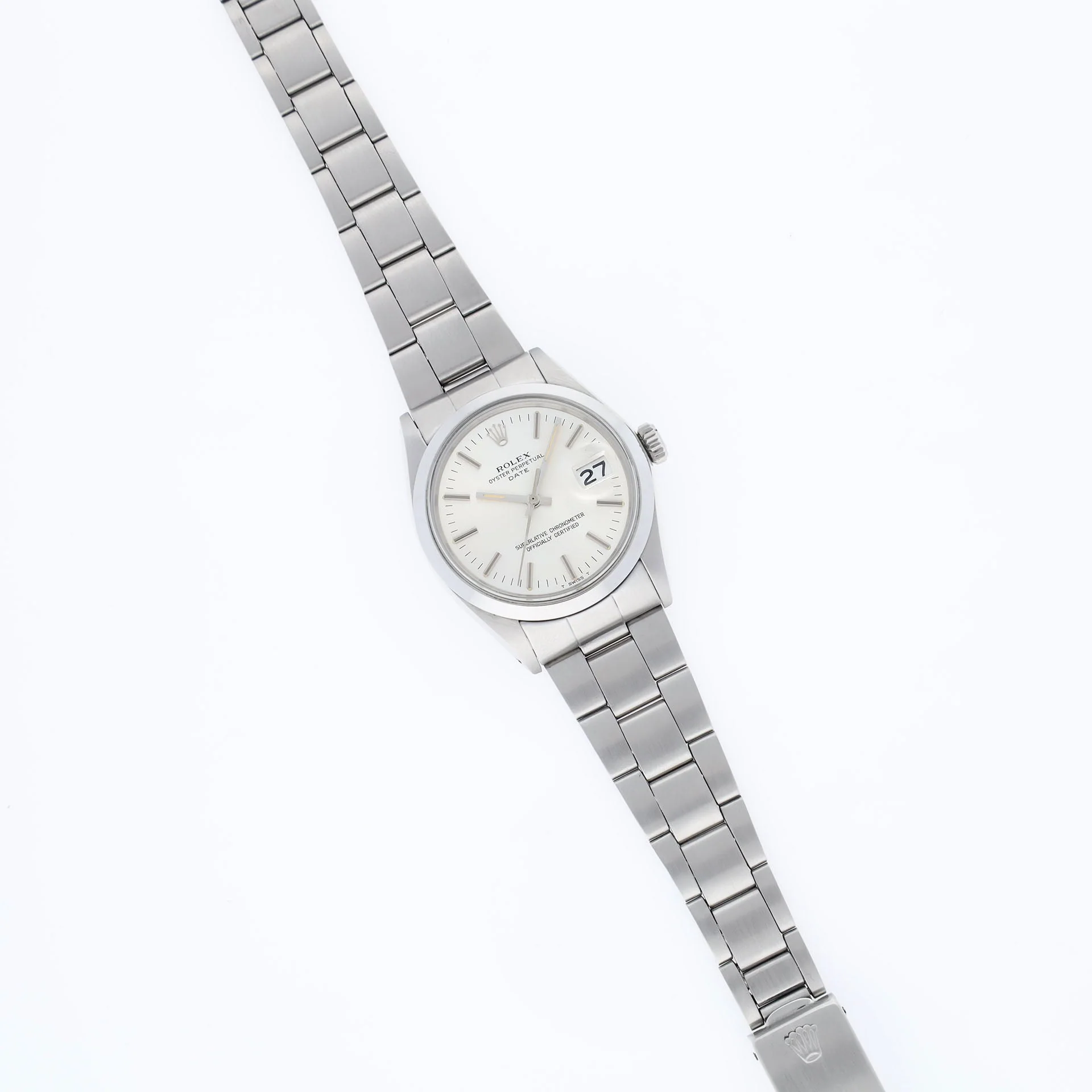 Rolex Oyster Perpetual Date 1500 Silver Soleil Dial - Image 5
