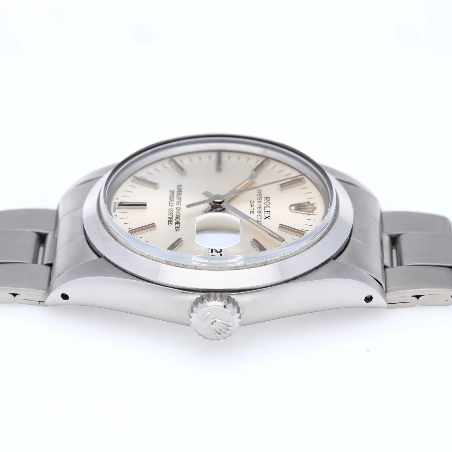 Rolex Oyster Perpetual Date 1500 Silver Soleil Dial - Image 7