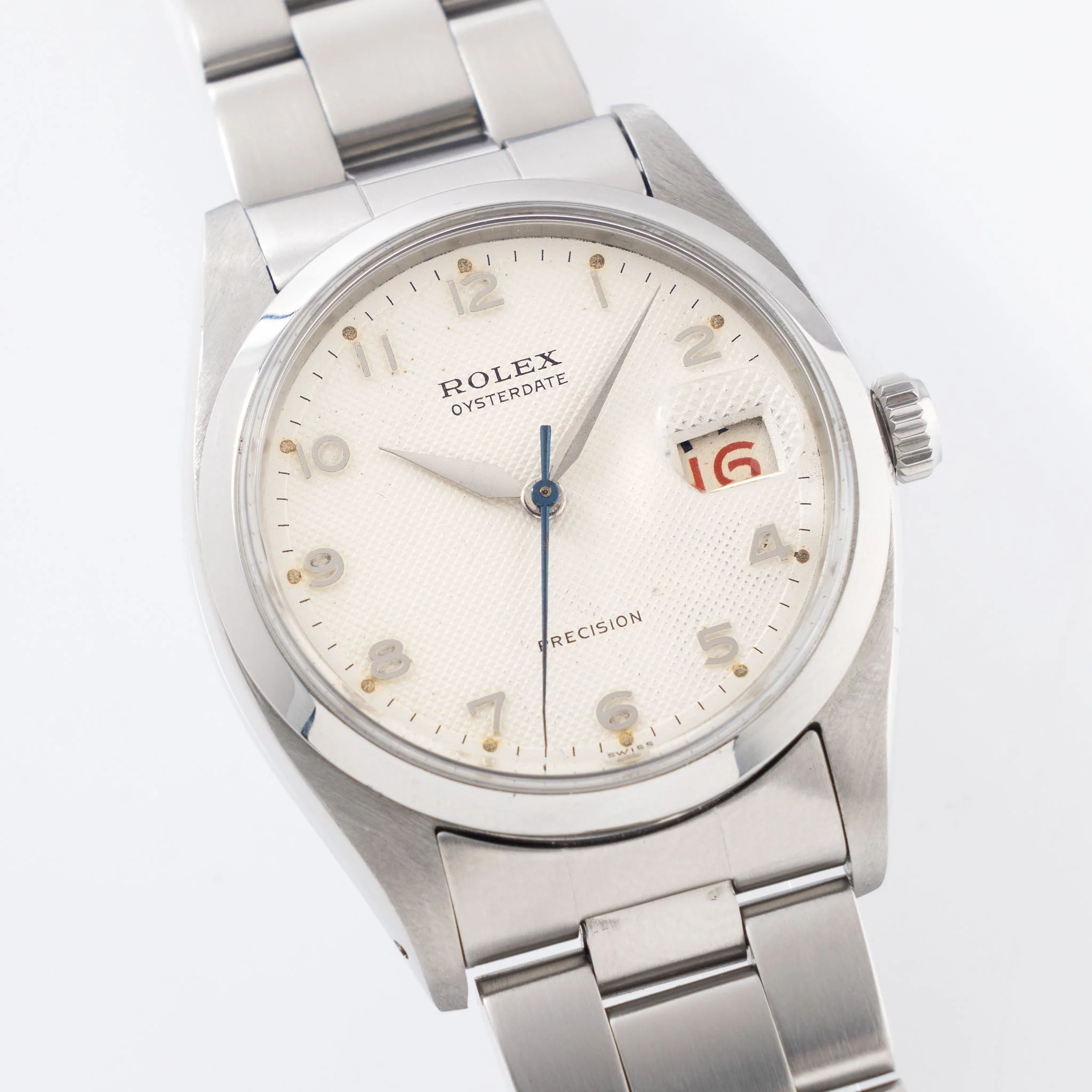 Rolex Oysterdate Precision Arabic Numerals White Waffle Dial Ref. 6494 - Image 3