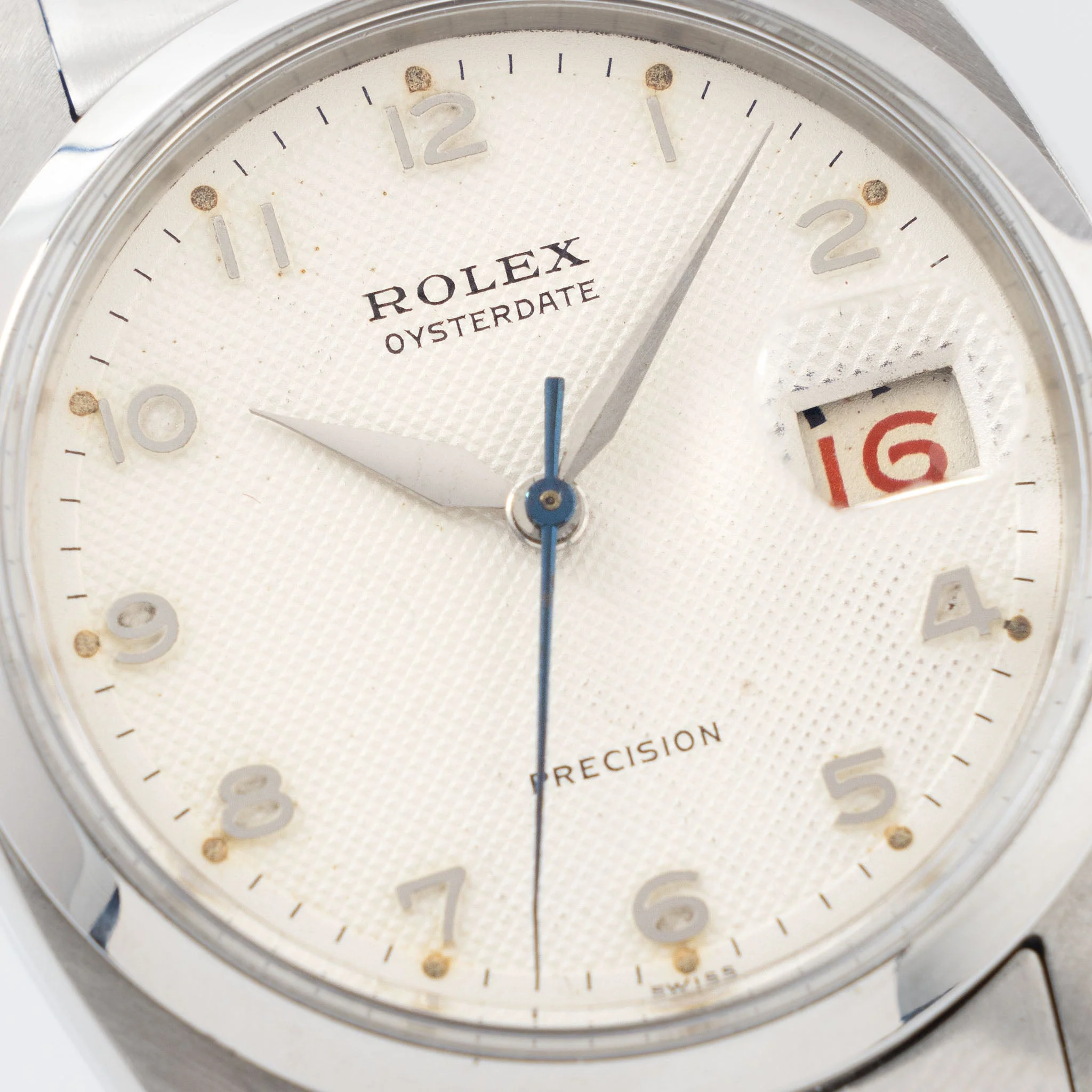 Rolex Oysterdate Precision Arabic Numerals White Waffle Dial Ref. 6494 - Image 4