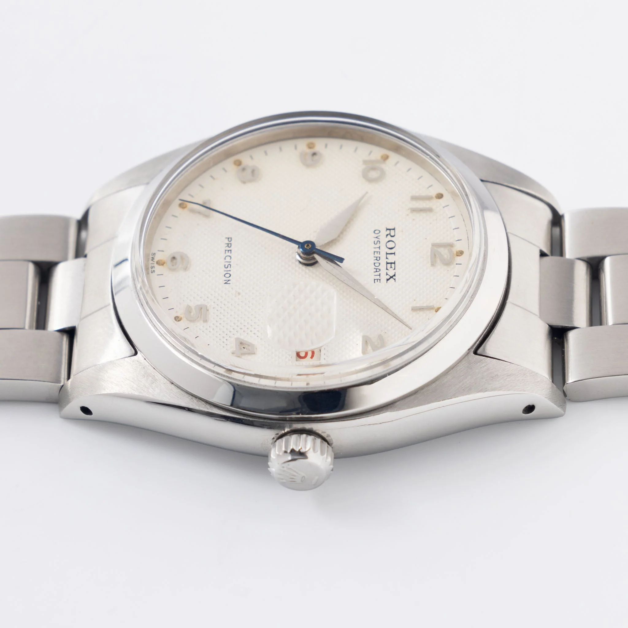 Rolex Oysterdate Precision Arabic Numerals White Waffle Dial Ref. 6494 - Image 6