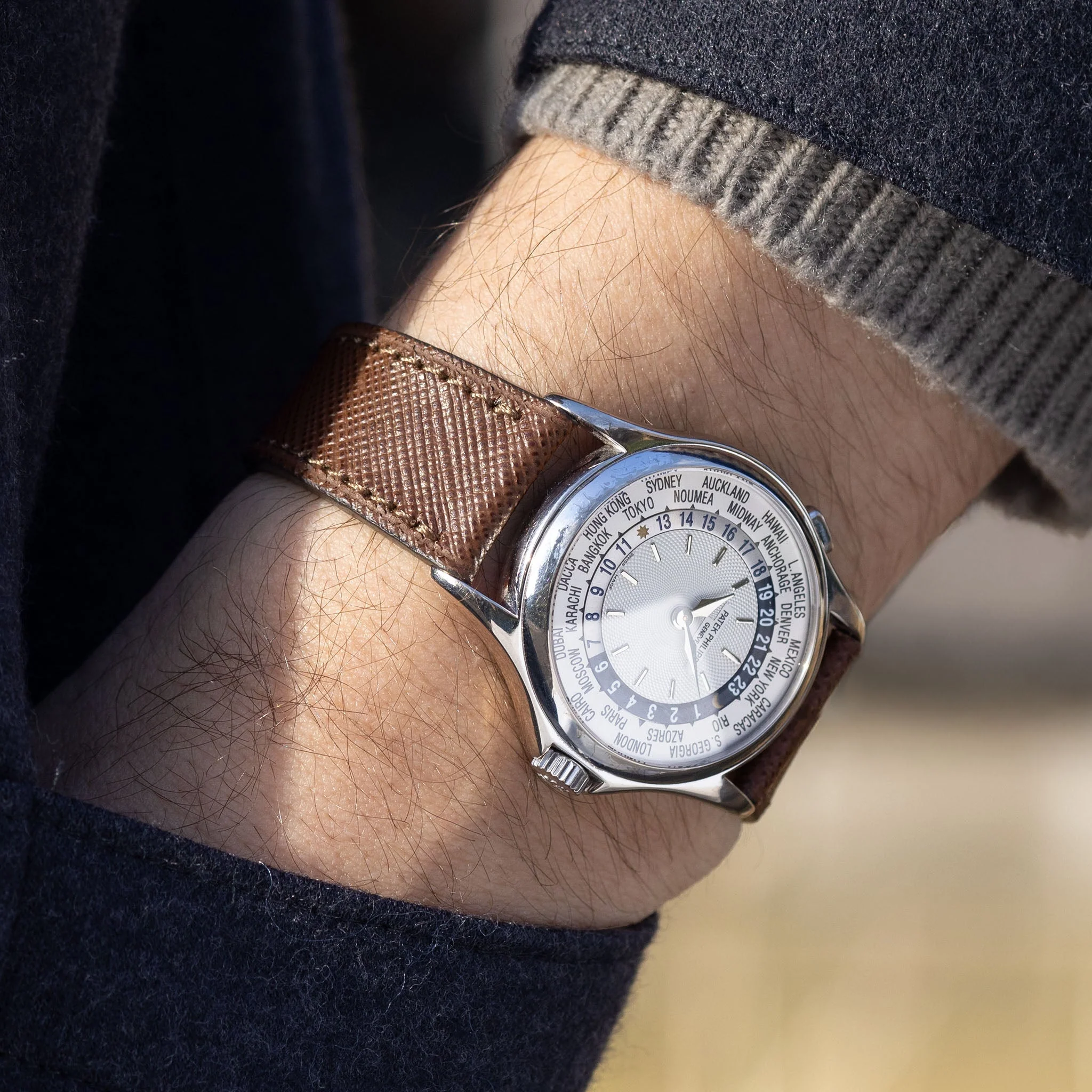 Saffiano Brown Leather Watch Strap - Image 3