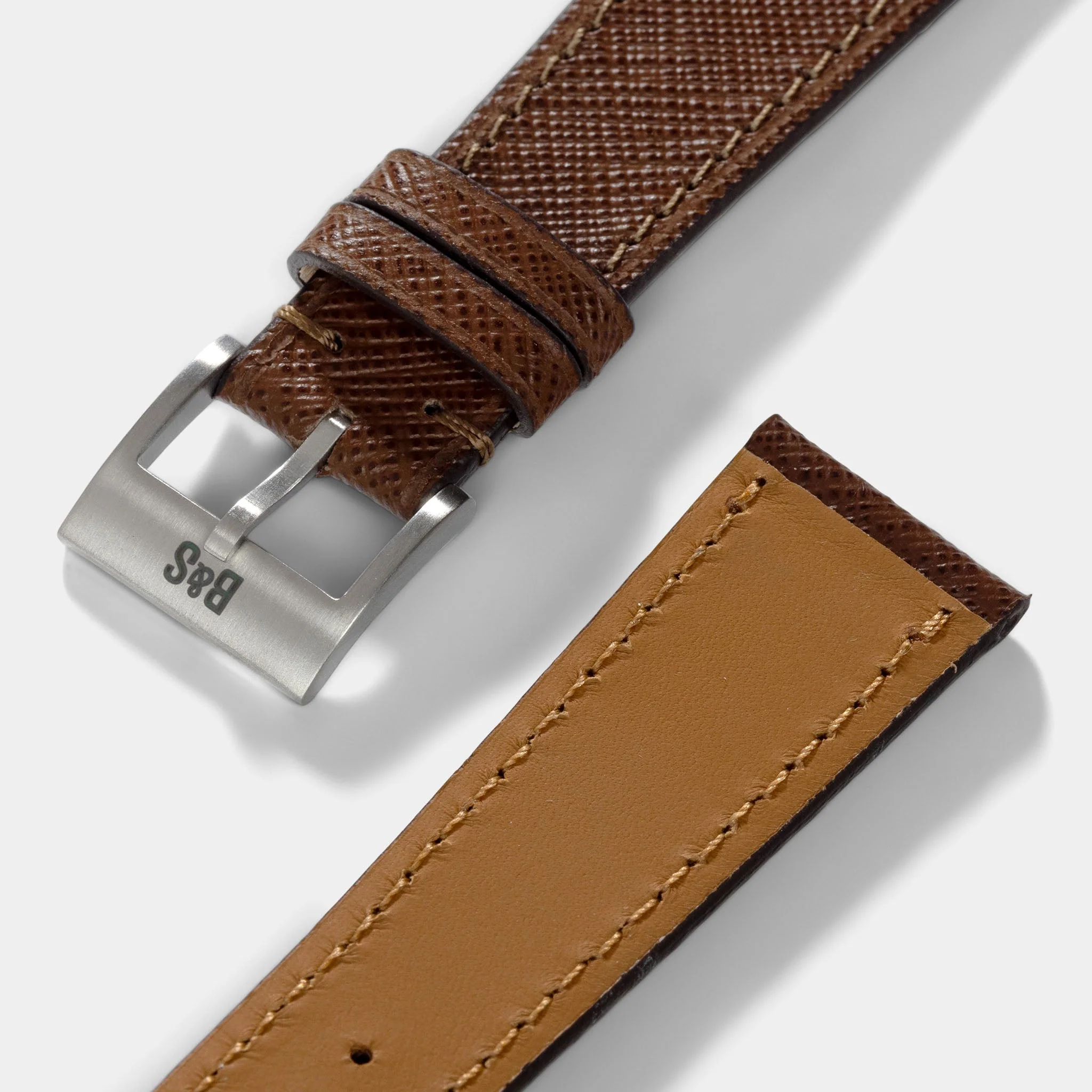 Saffiano Brown Leather Watch Strap - Image 4