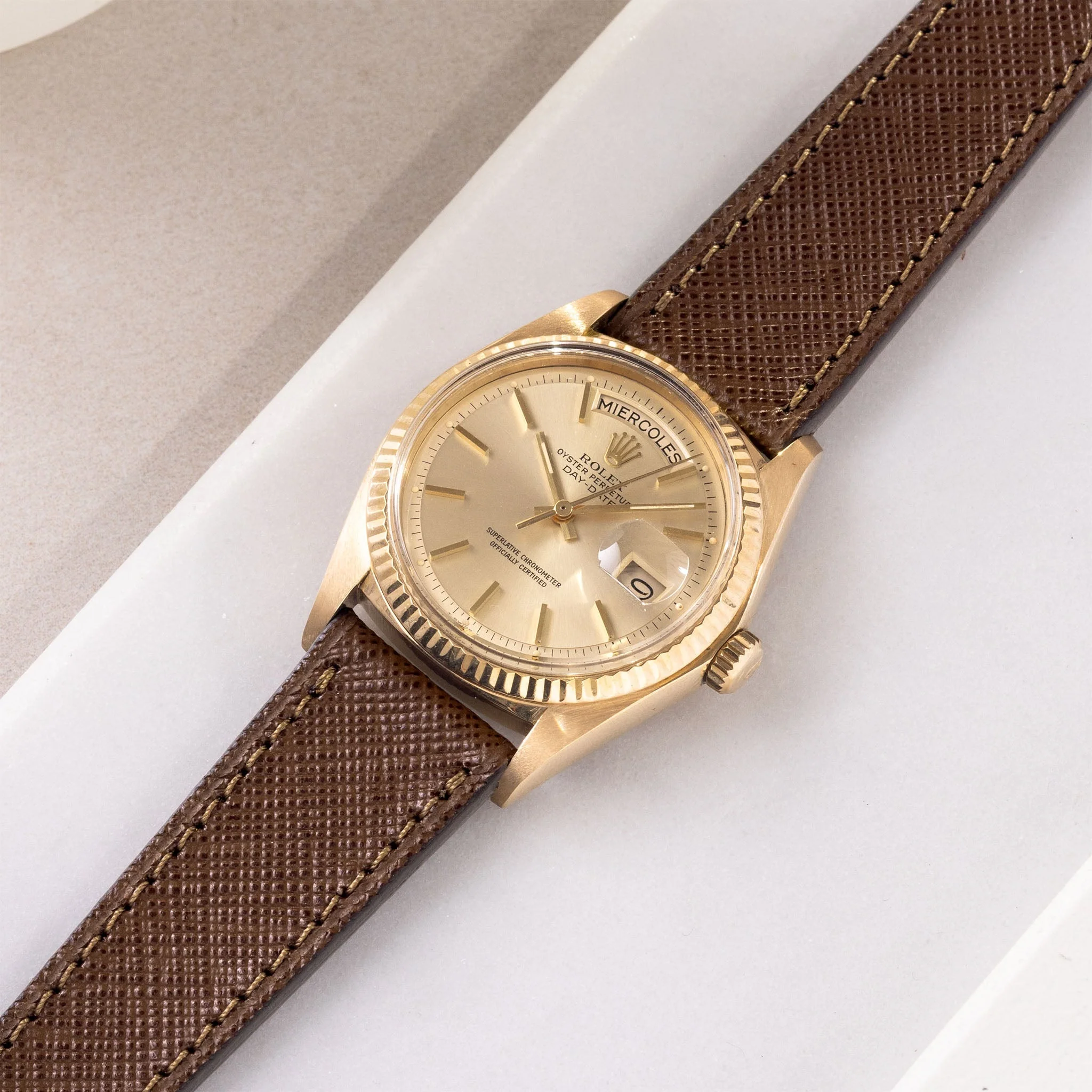 Saffiano Brown Leather Watch Strap - Image 5