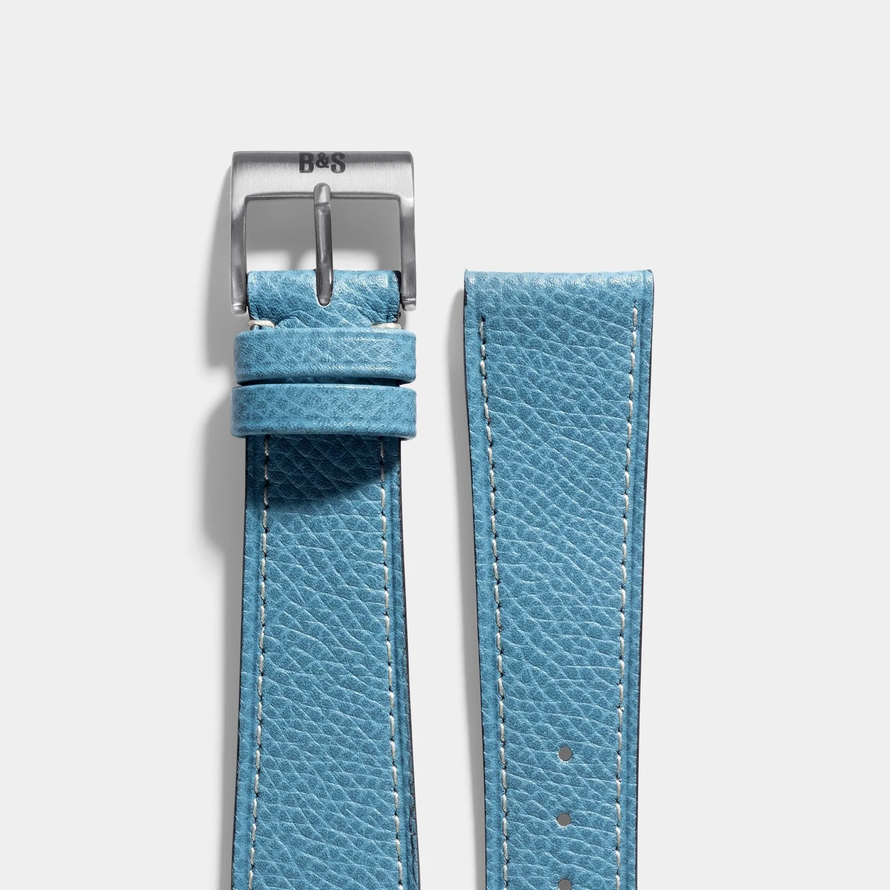 Sellier Ciel Blue Leather Watch Strap - Image 4