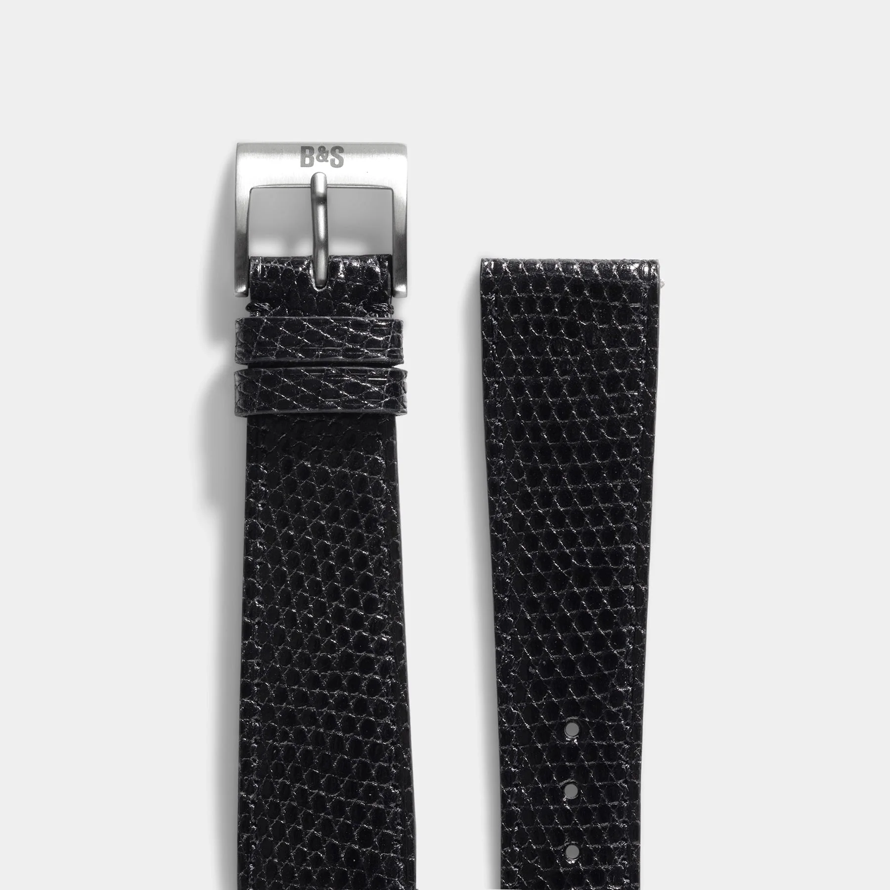 Slim Brilliant Black Lizard Leather Watch Strap - Image 11