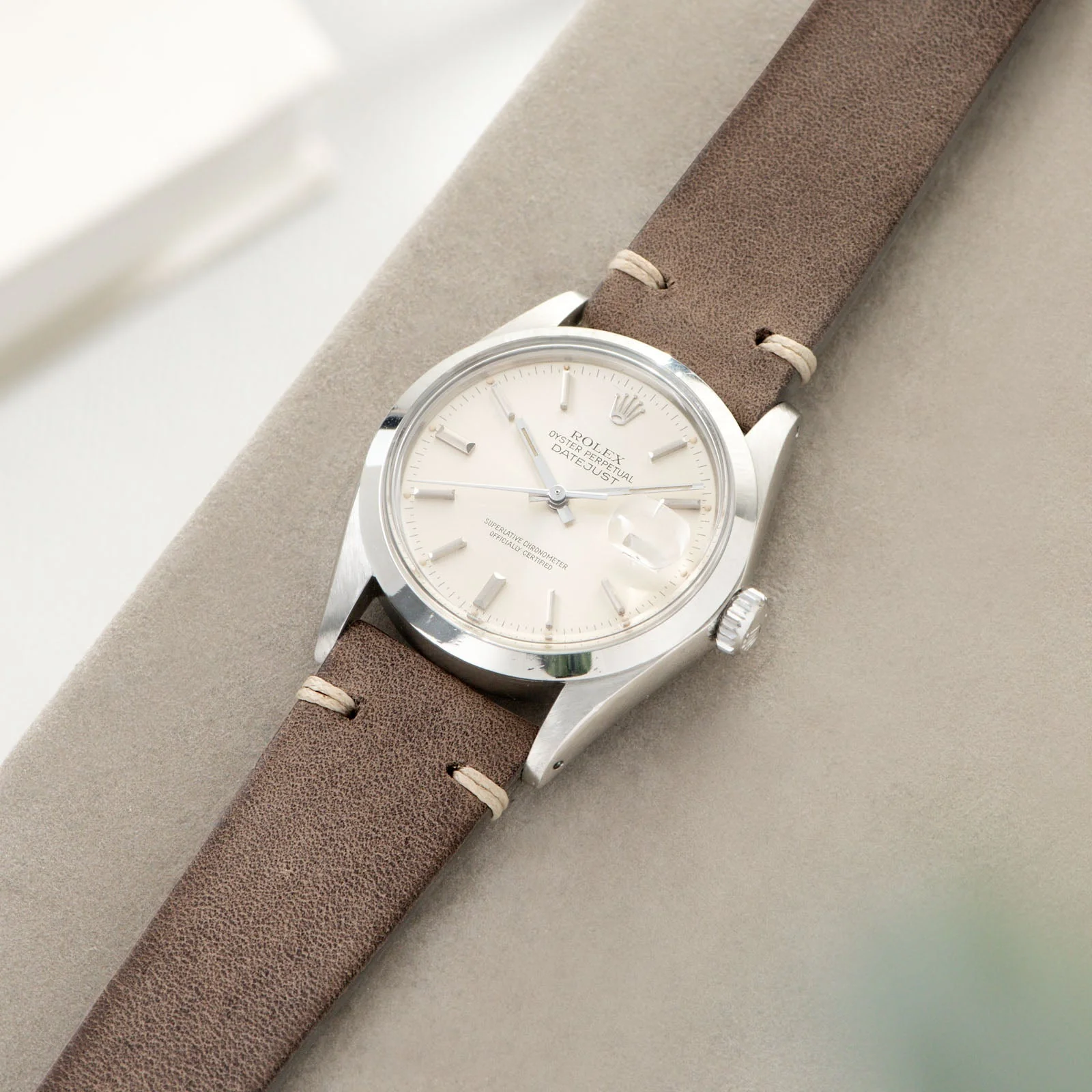 Smoke Grey Leather Watch Strap - Image 3