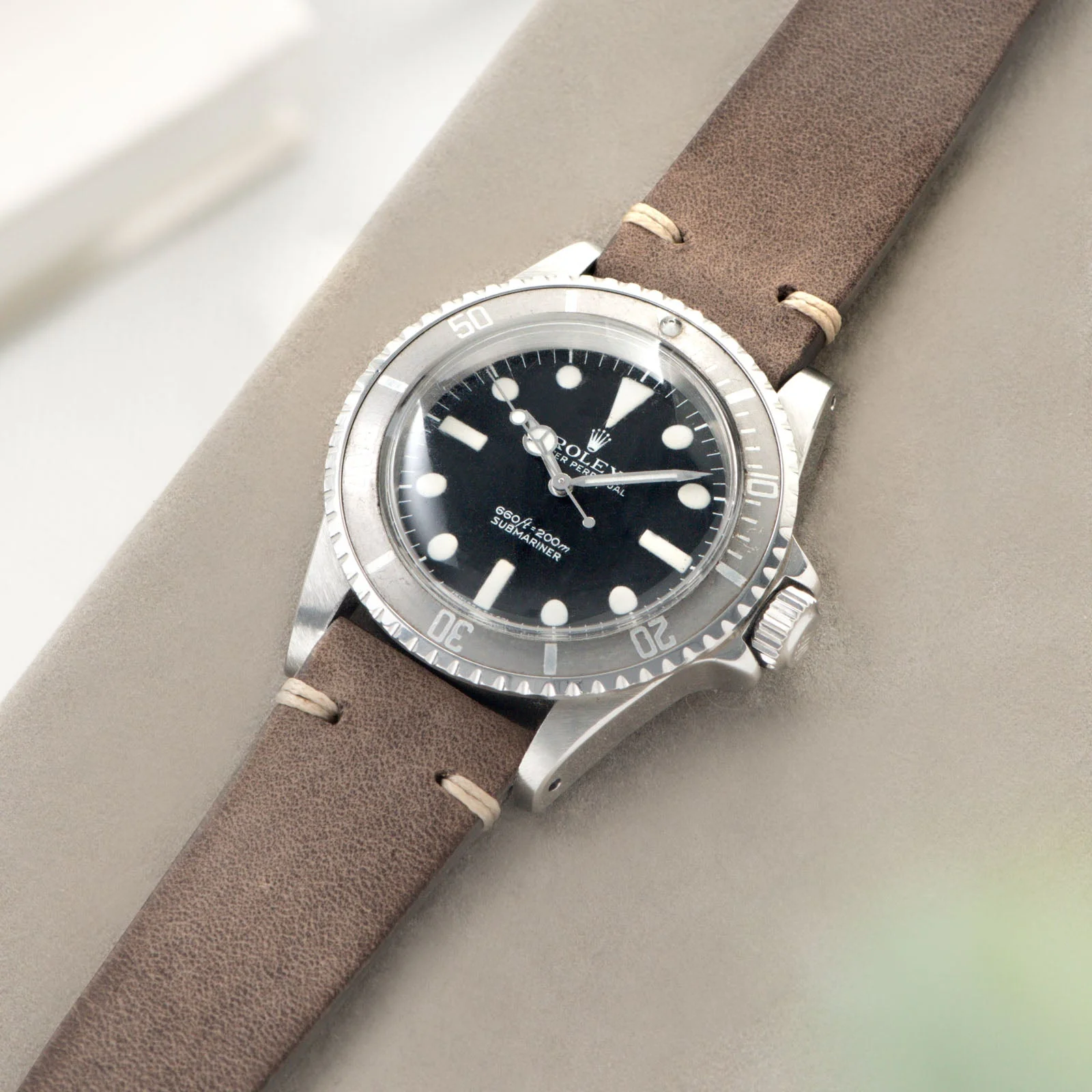Smoke Grey Leather Watch Strap - Image 4