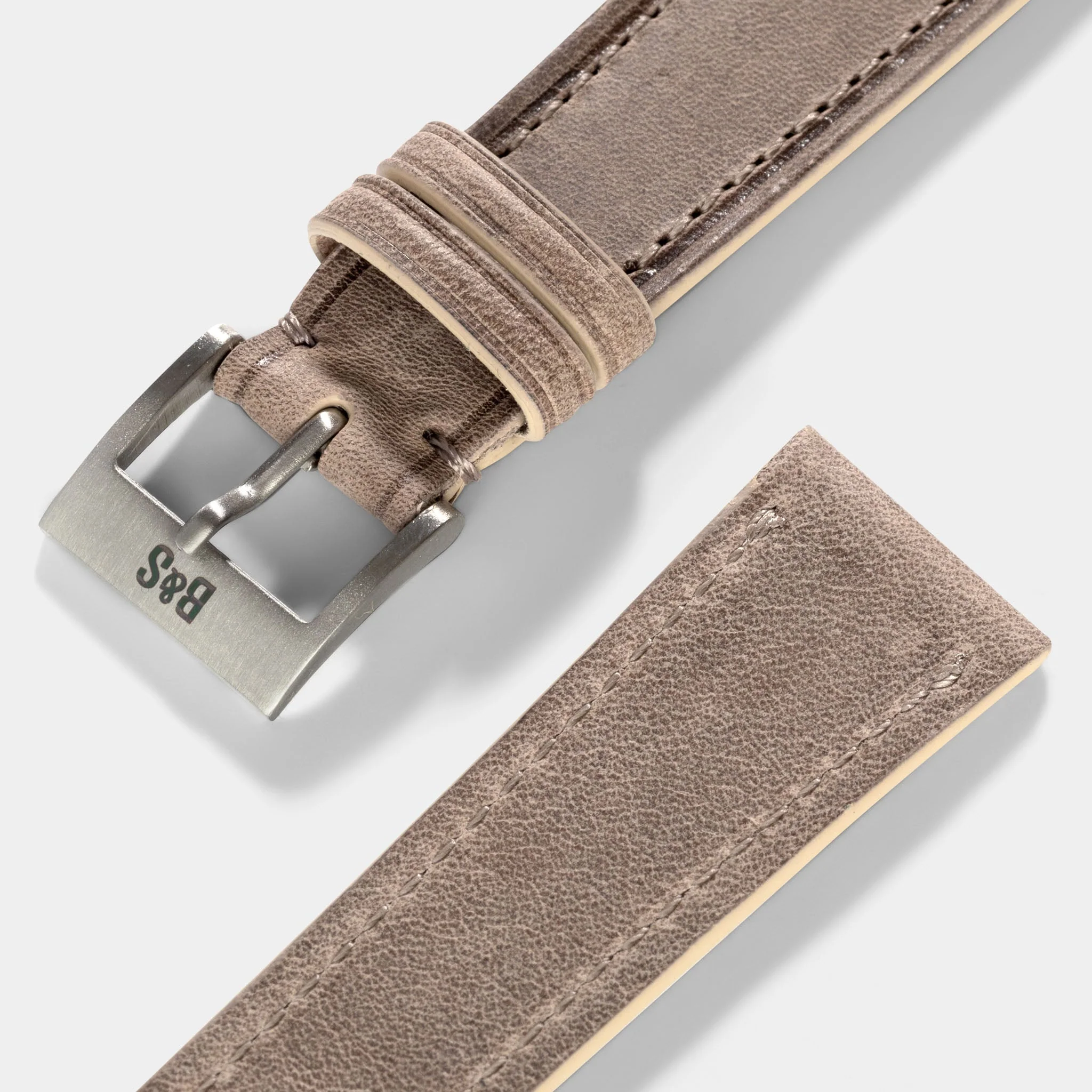 Smoke Grey Retro Leather Watch Strap - Image 5