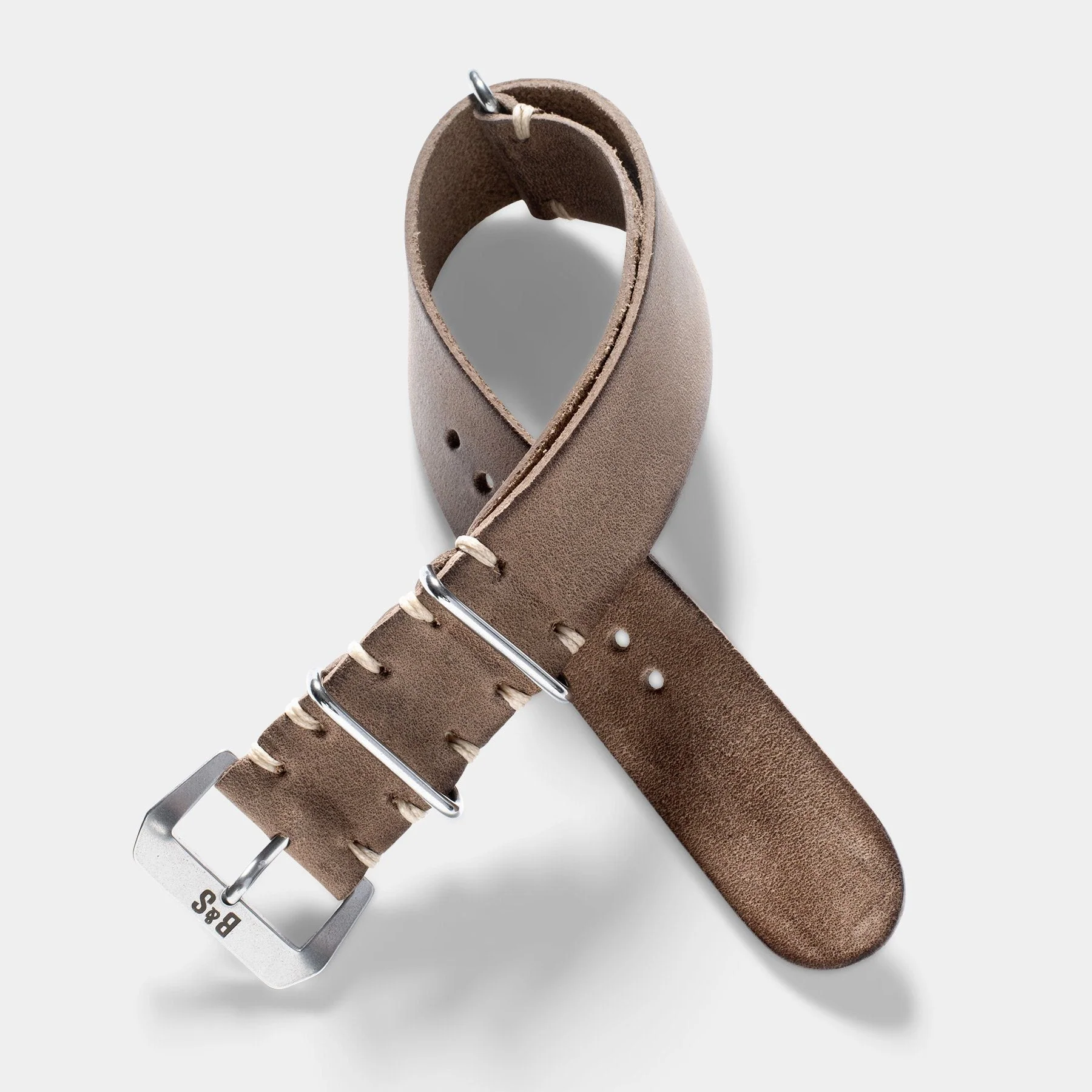 Smoke Grey Single Pass Leather Watch Strap - Image 4