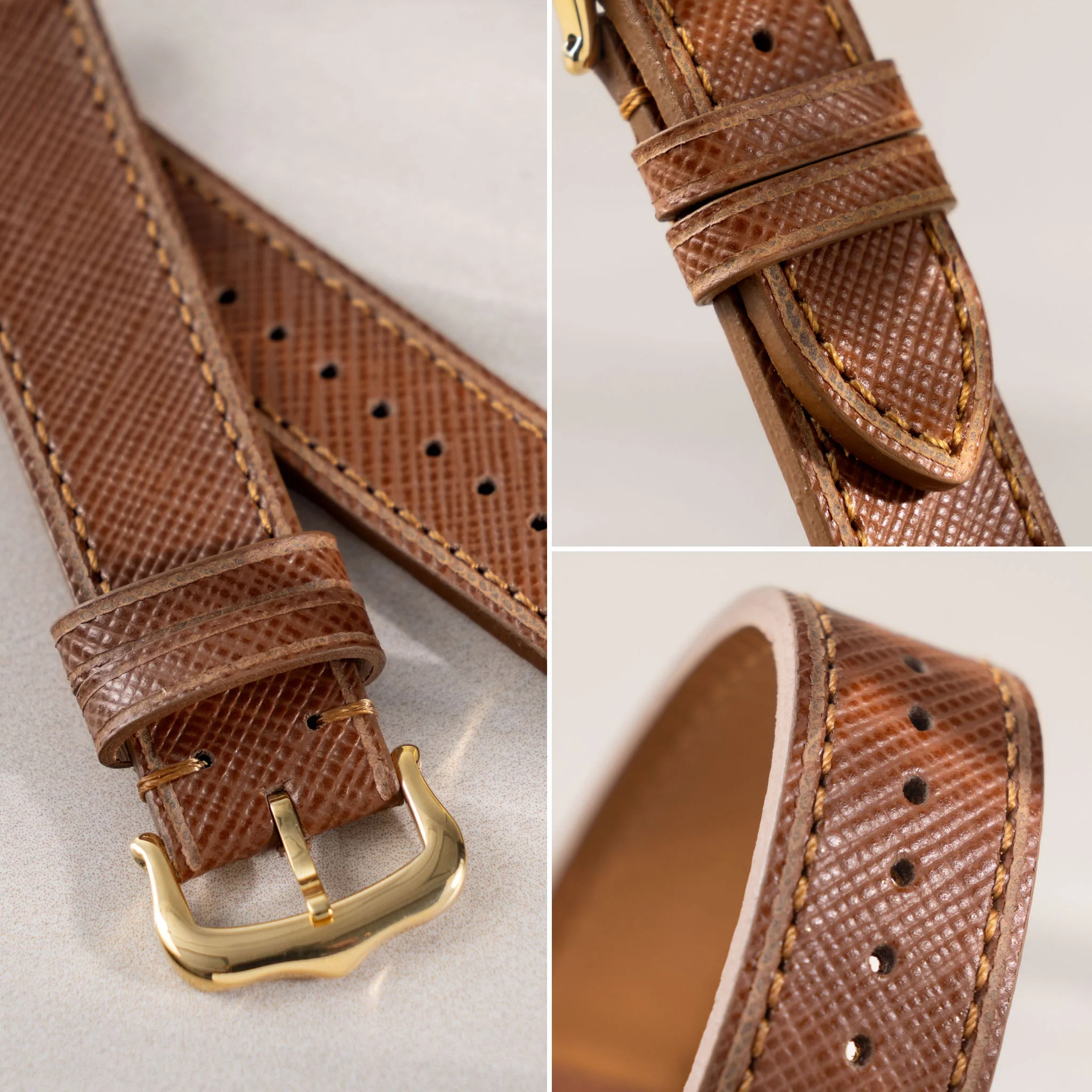 Strap for Cartier 17.5mm - Saffiano Cognac Brown Leather - Image 4