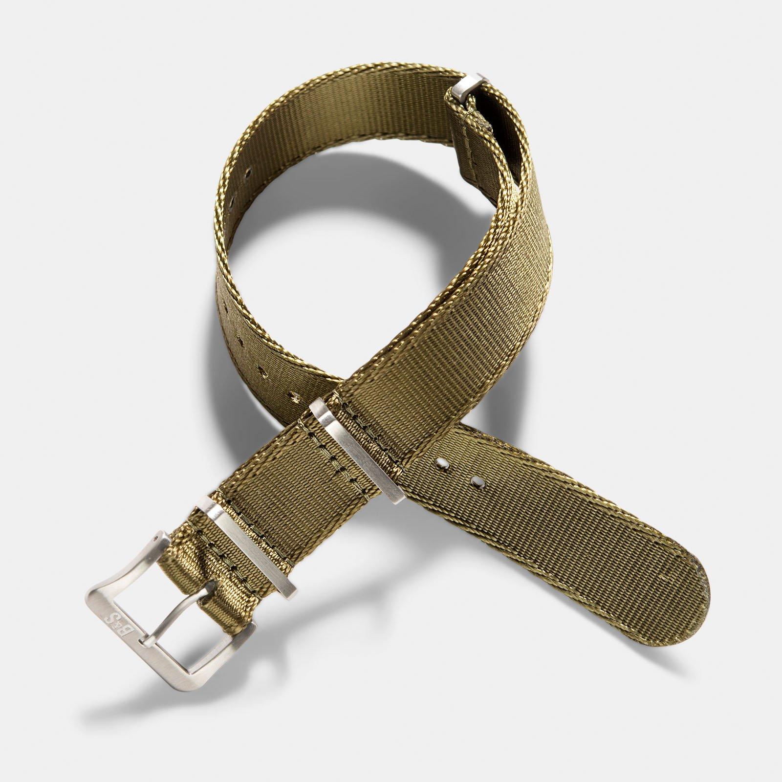 Strap for IWC Flieger Chronograph - Nylon Single Pass Olive (20mm) - Image 4