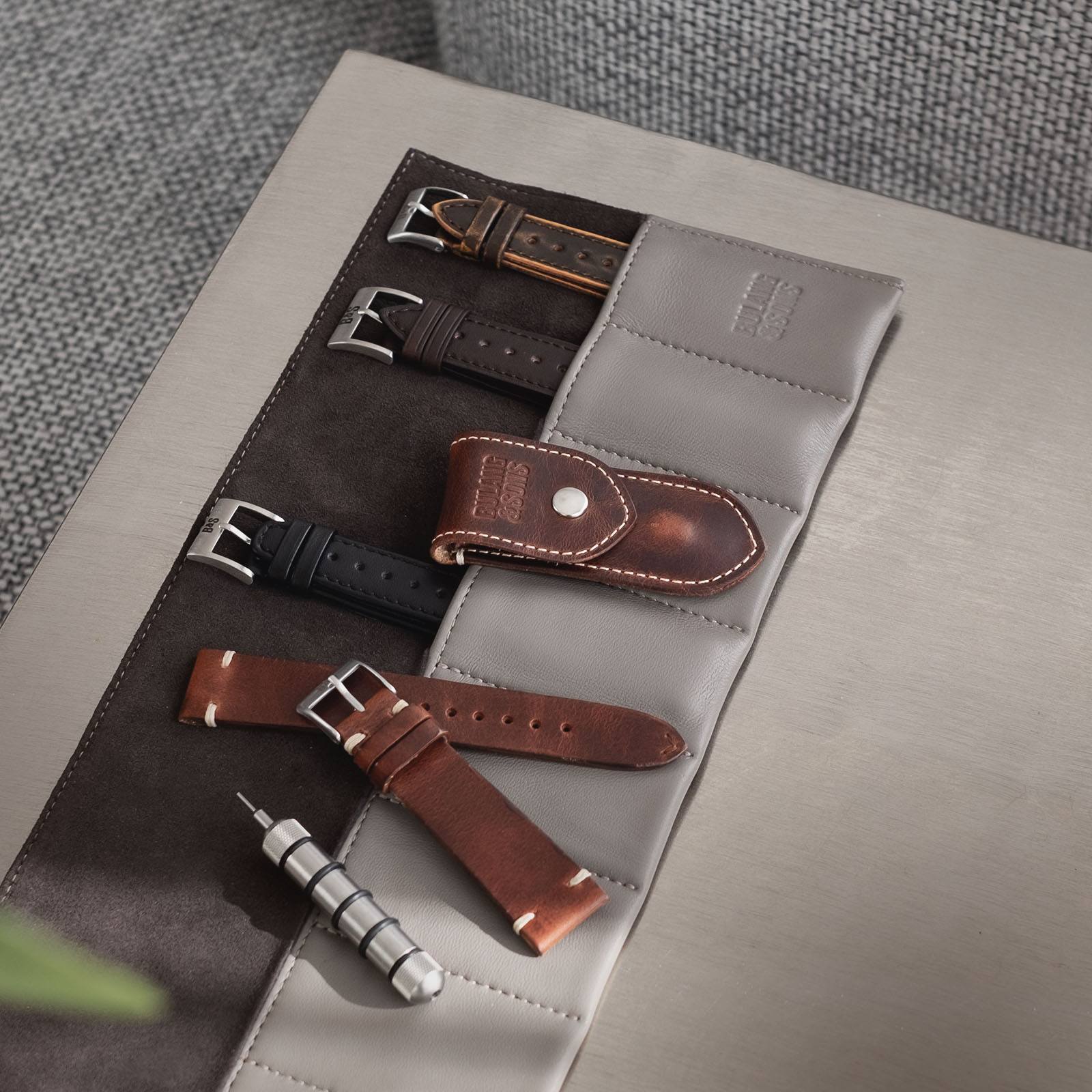 Taupe Leather Strap Roll - Image 6