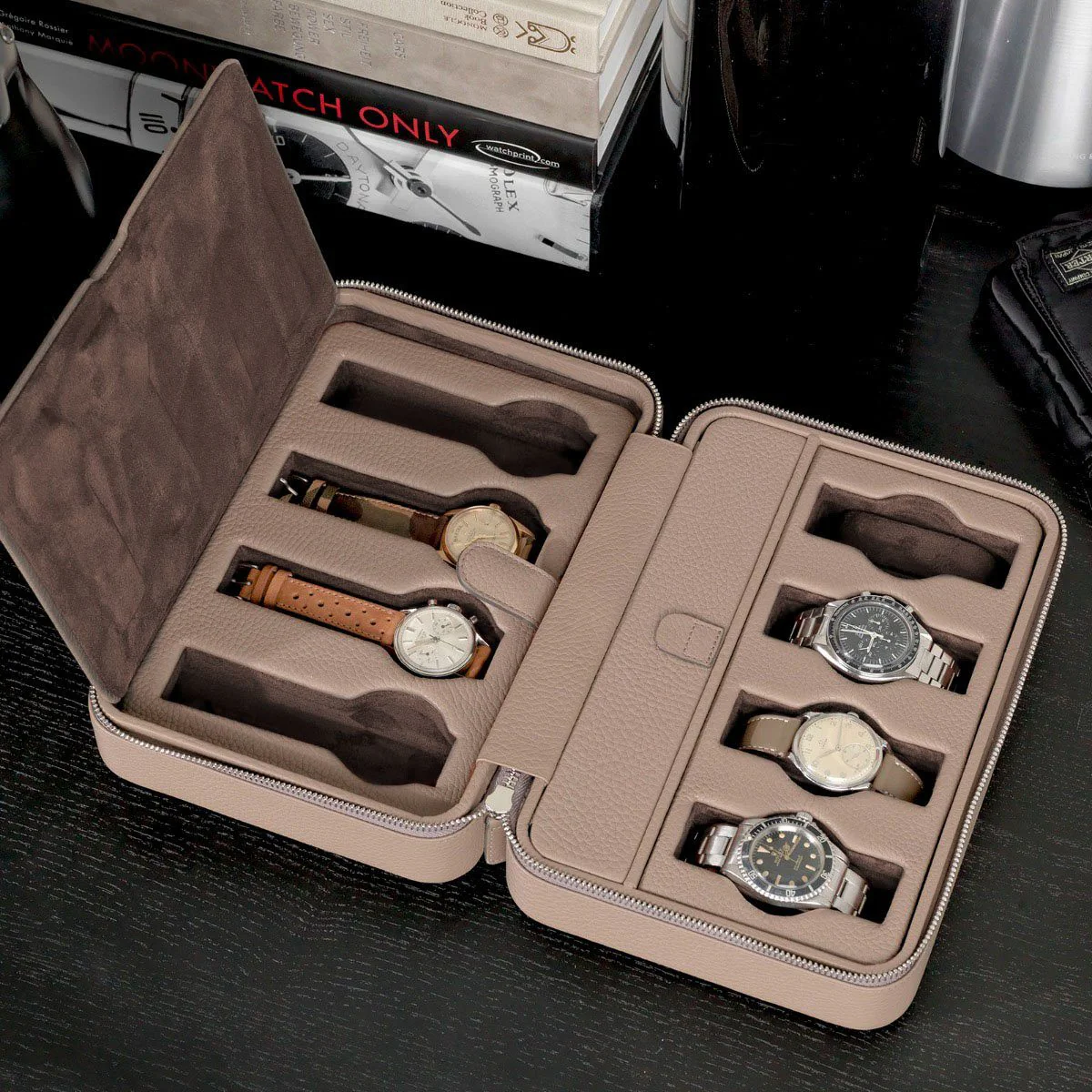 Taupe Luxury Leather Watch Box by JPM - Image 7