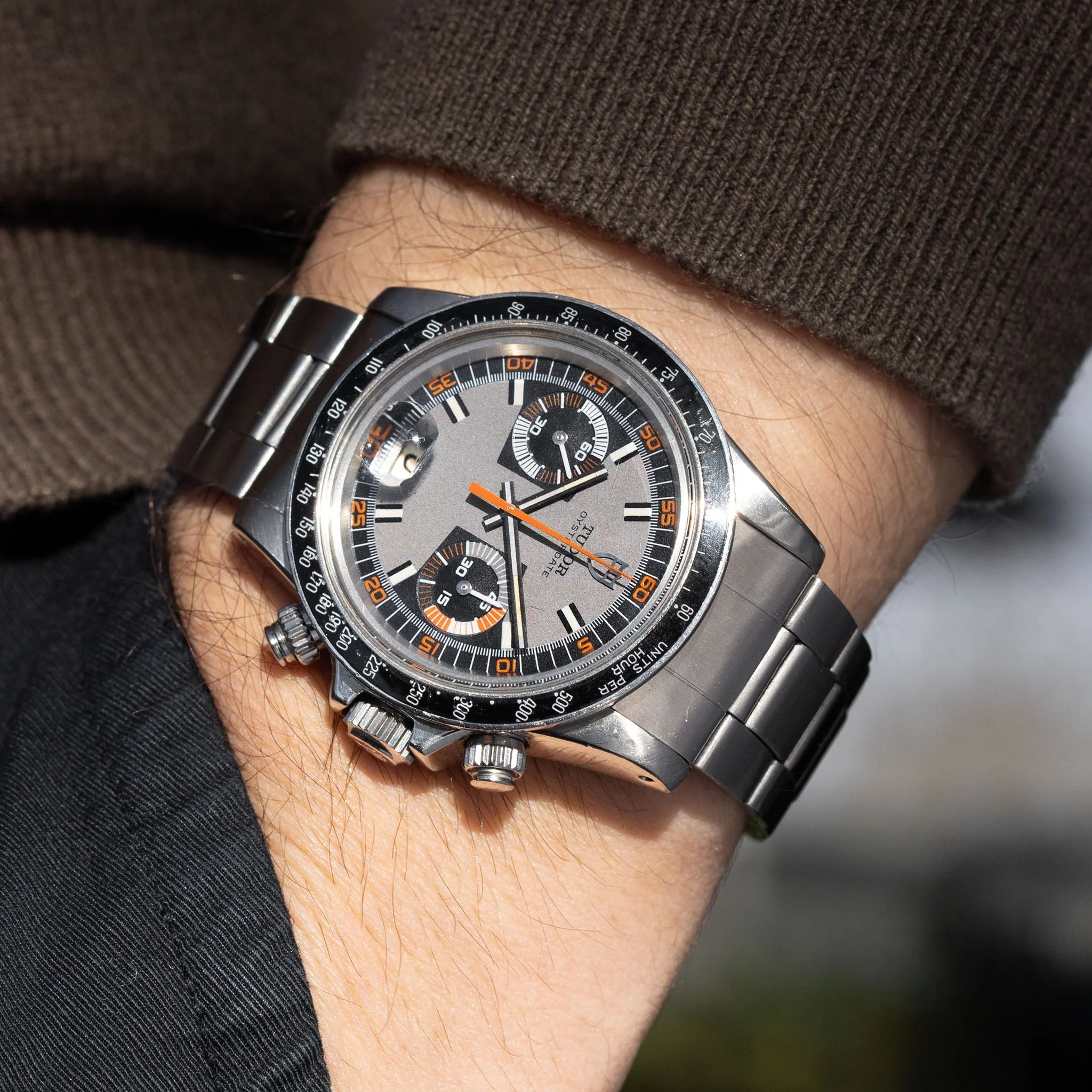 Tudor "Monte Carlo " chronograph grey dial ref 7149 / 0 “mystery  engraving “ - Image 3