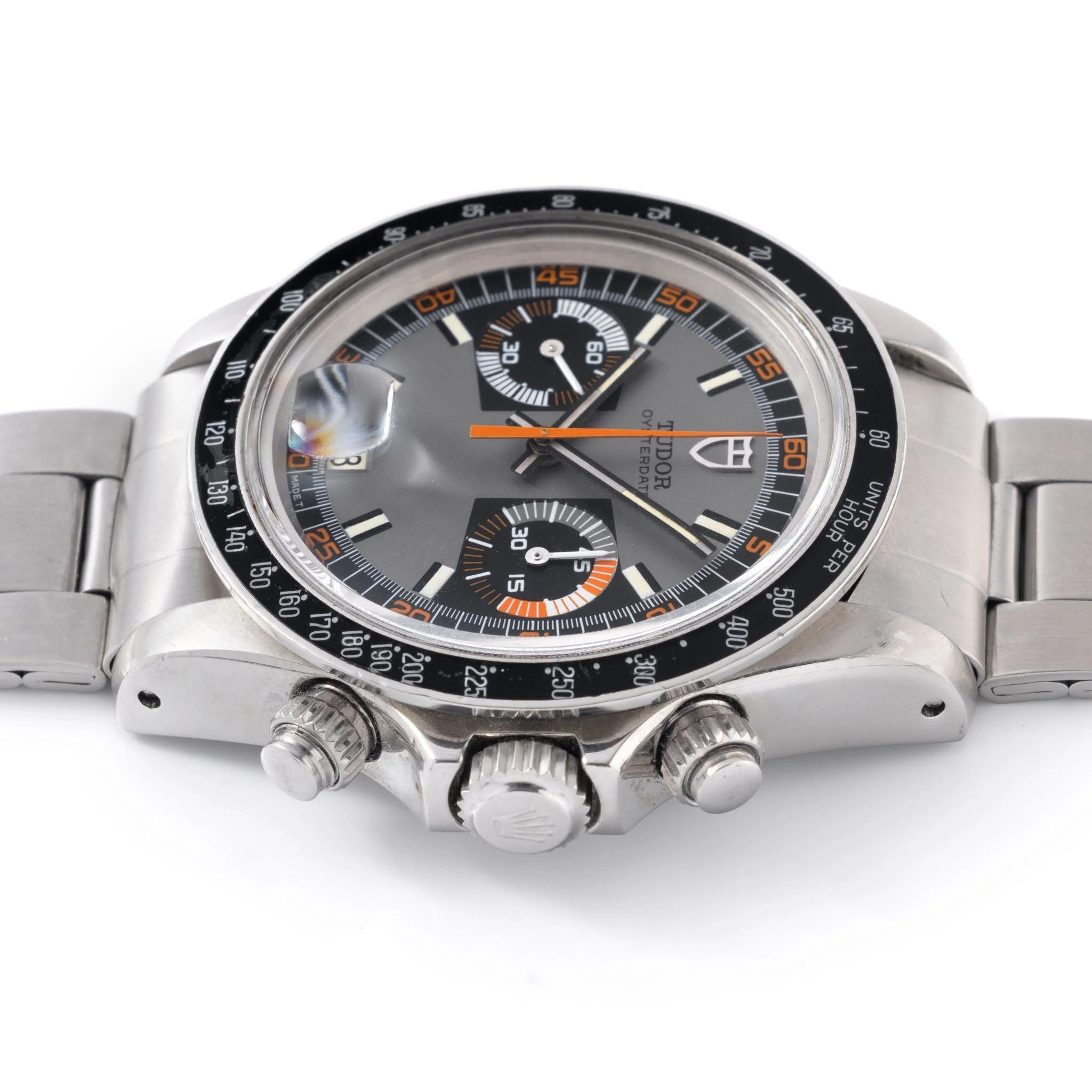 Tudor "Monte Carlo " chronograph grey dial ref 7149 / 0 “mystery  engraving “ - Image 7