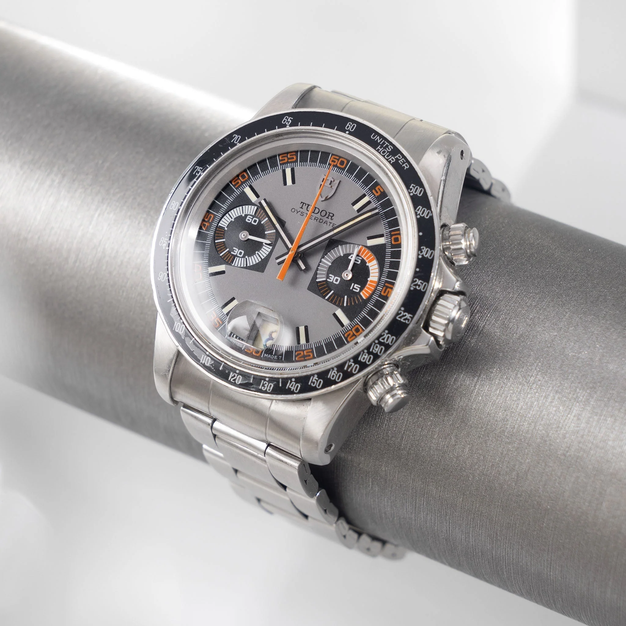 Tudor "Monte Carlo " chronograph grey dial ref 7149 / 0 “mystery  engraving “ - Image 9