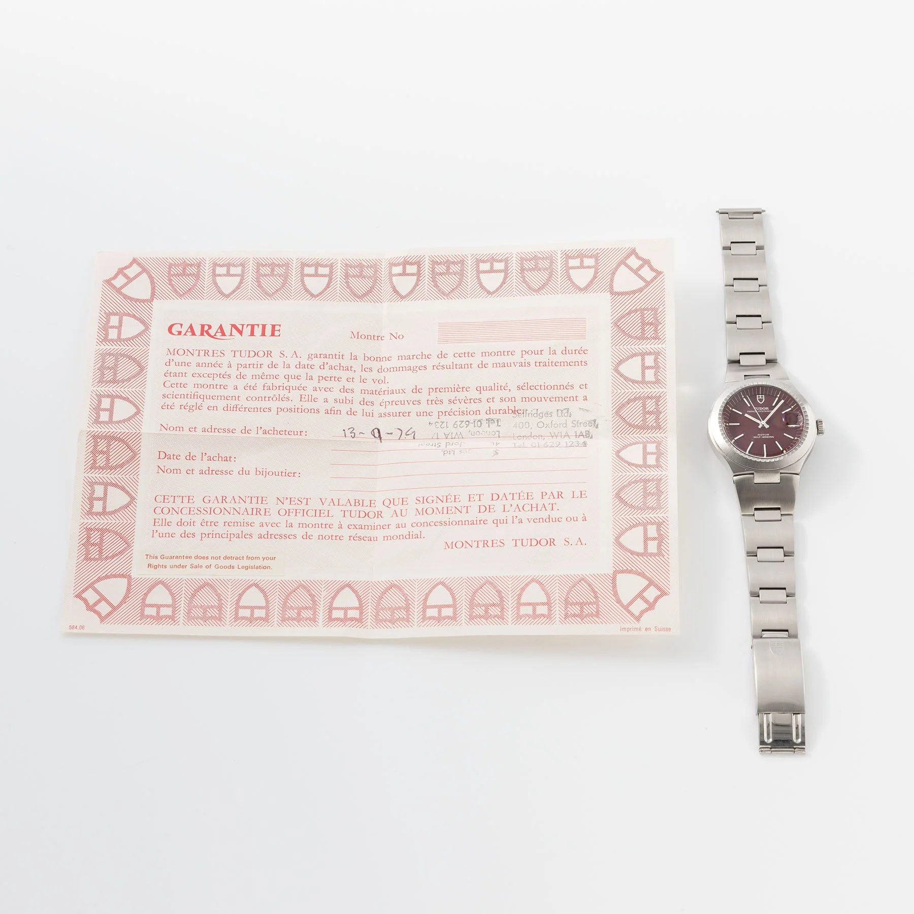 Tudor Prince Oysterdate 9121/0 Burgundy Dial with Papers - Image 4