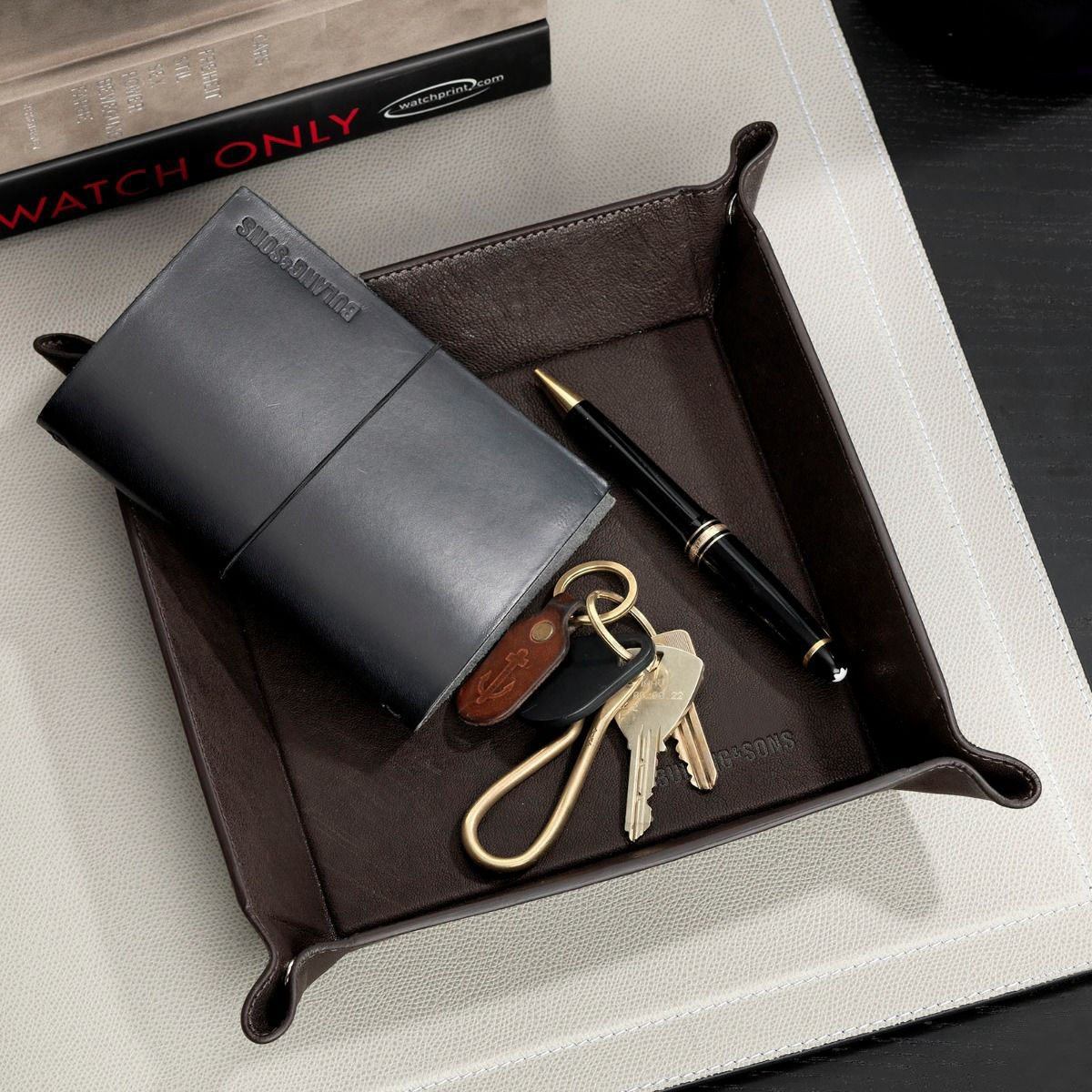 Washed Brown Big Leather Valet Tray - Image 5