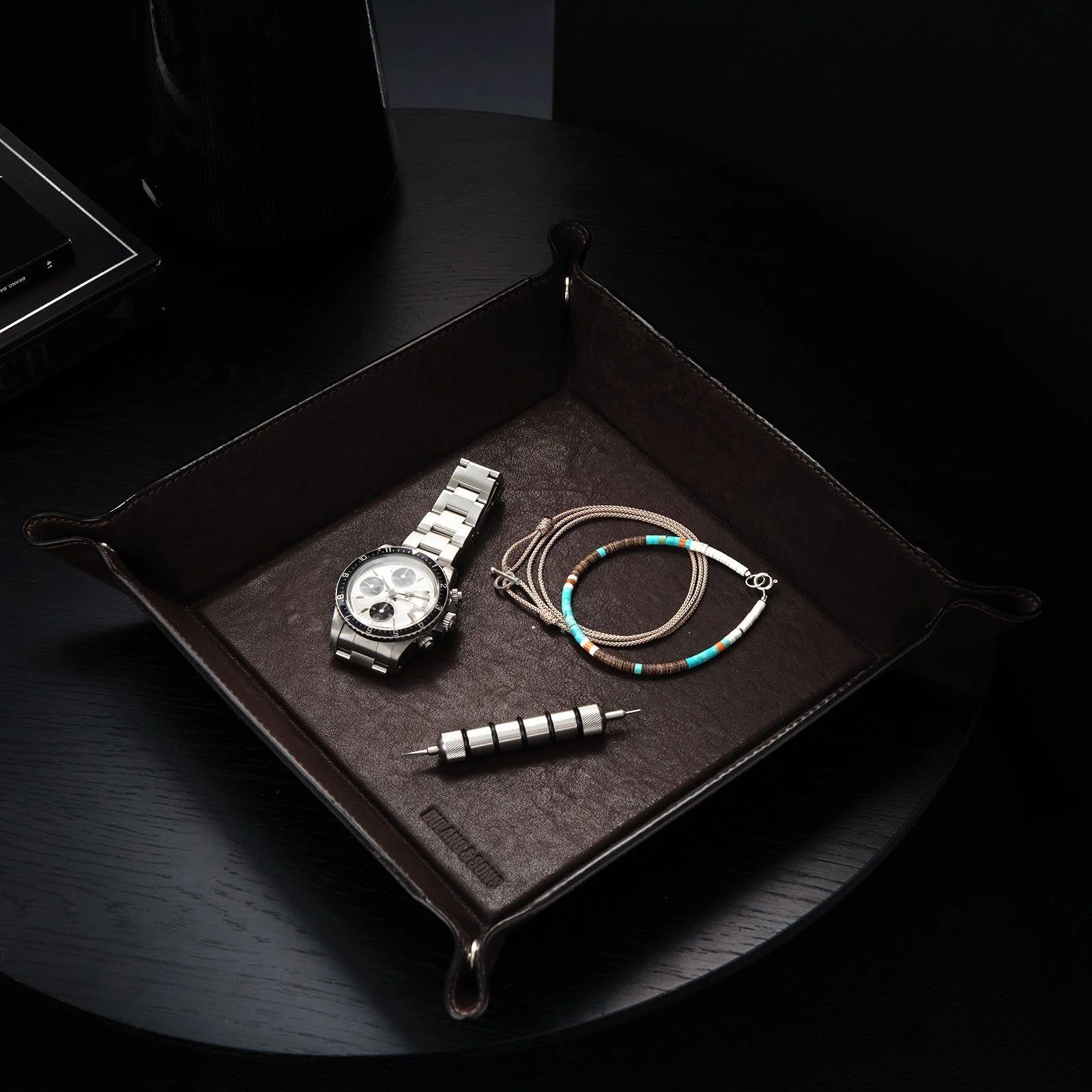 Washed Brown Big Leather Valet Tray - Image 6