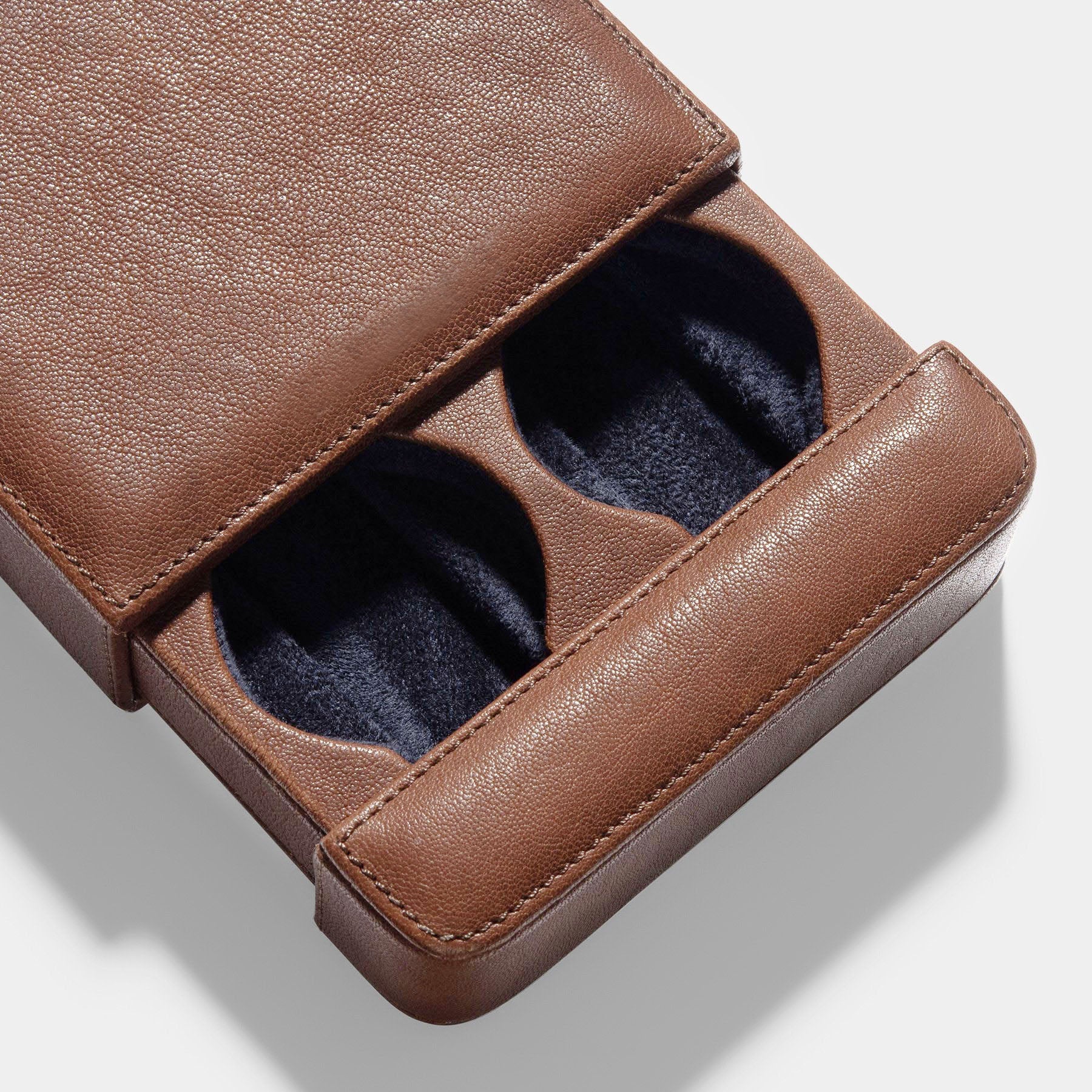 Washed Brown Leather 2 Watch Slider Box - Image 4