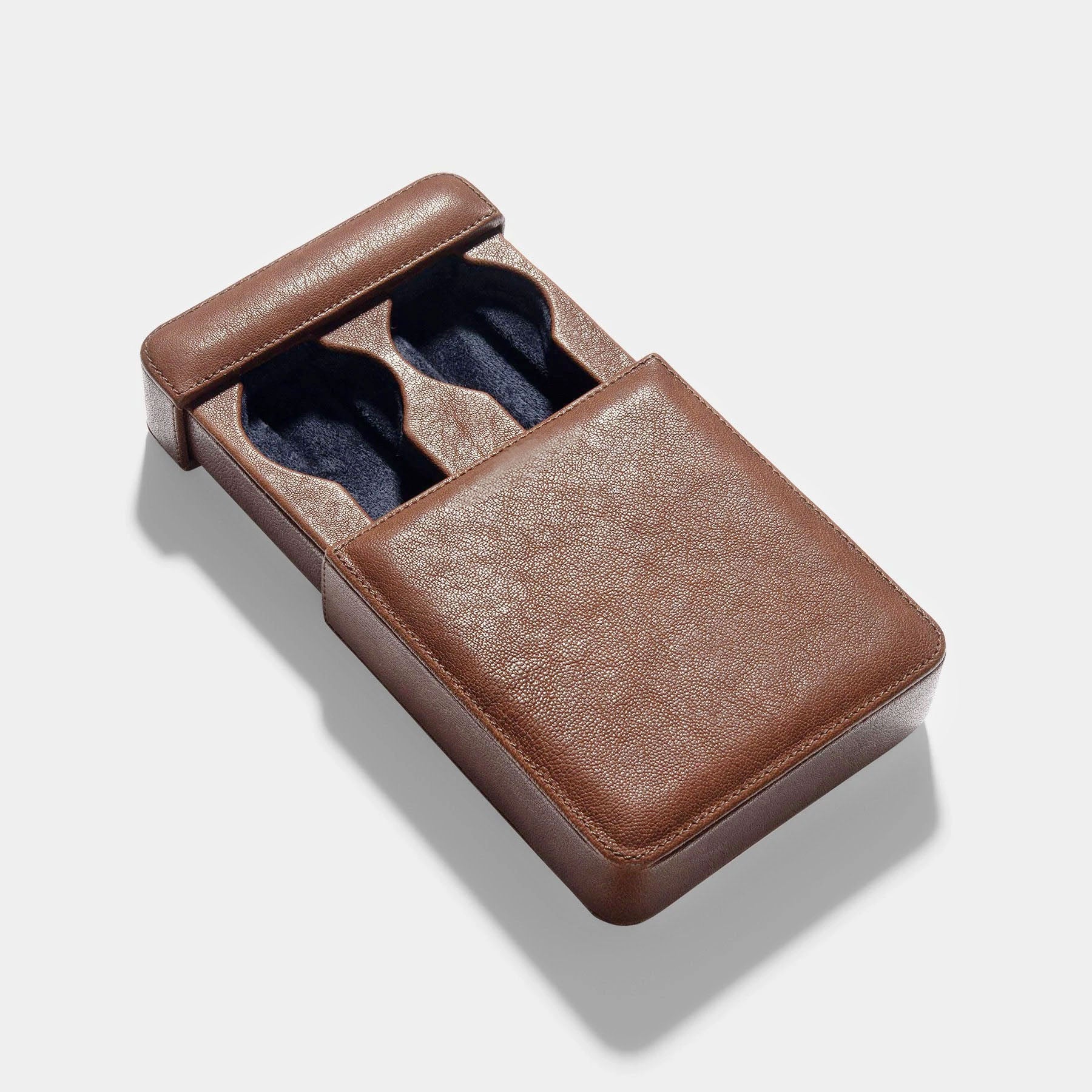 Washed Brown Leather 2 Watch Slider Box - Image 5